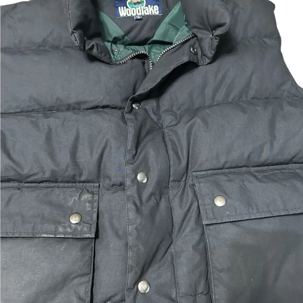 Woodlake Vintage Men’s Down Puffer Vest Large Black Insulated 90s
